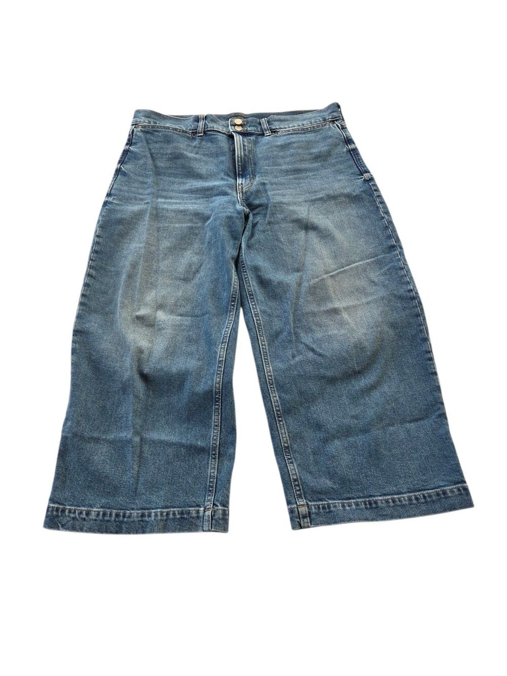 Banana Republic High Rise‎ Wide Leg Crop Jeans Sz 33 Light Wash Denim